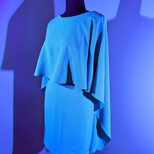Cerulean Blue BodyCon Cape Dress